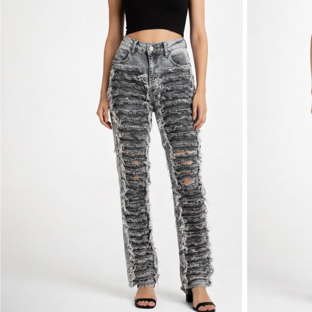 Red Fox Distressed Gray Women Jeans